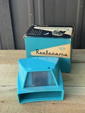 Vintage Realorama 35mm Slide Viewer in Original Box 1960s - Turquoise NICE!