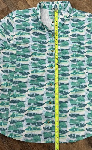 LL Bean Tropicwear Womens XLP Fish Vented Button Up Short Sleeve Top UPF 50+ - Picture 17 of 18