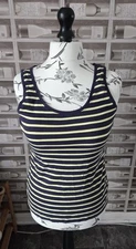 Ladies Long Navy/Lemon Striped Vest Top from Nutmeg Size 16