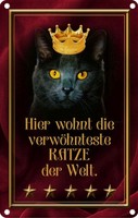 Blechschild 30X20 Cm Hier Wohnt Katze Der Welt Tier Haustier Deko Geschenk Metal