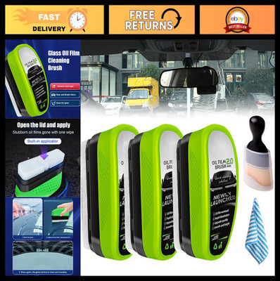 3PC Clear Vision Glass Cleaner Set - Oil Film Brush & Universal Windshield Wipe