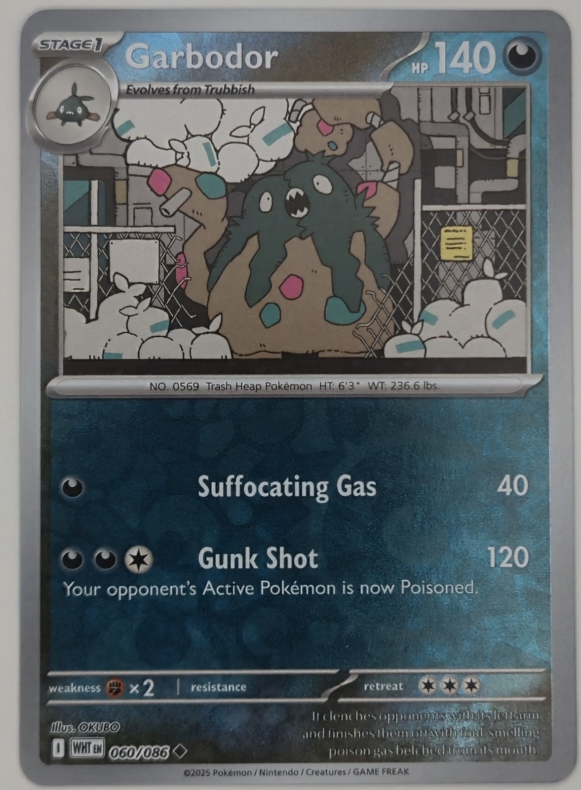 Garbodor 060/086 Reverse Holo Uncommon White Flare Pokemon TCG NM
