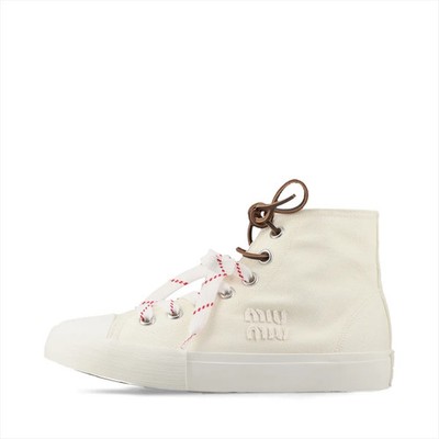 Miu Miu Denim High-top Sneakers 36.5 Ladies' Ivory 5T385E Logo