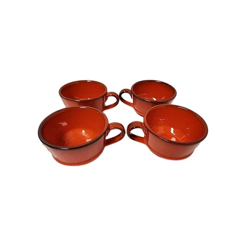 Metlox Poppytrail Pottery Red Rooster Cups Set Of 4