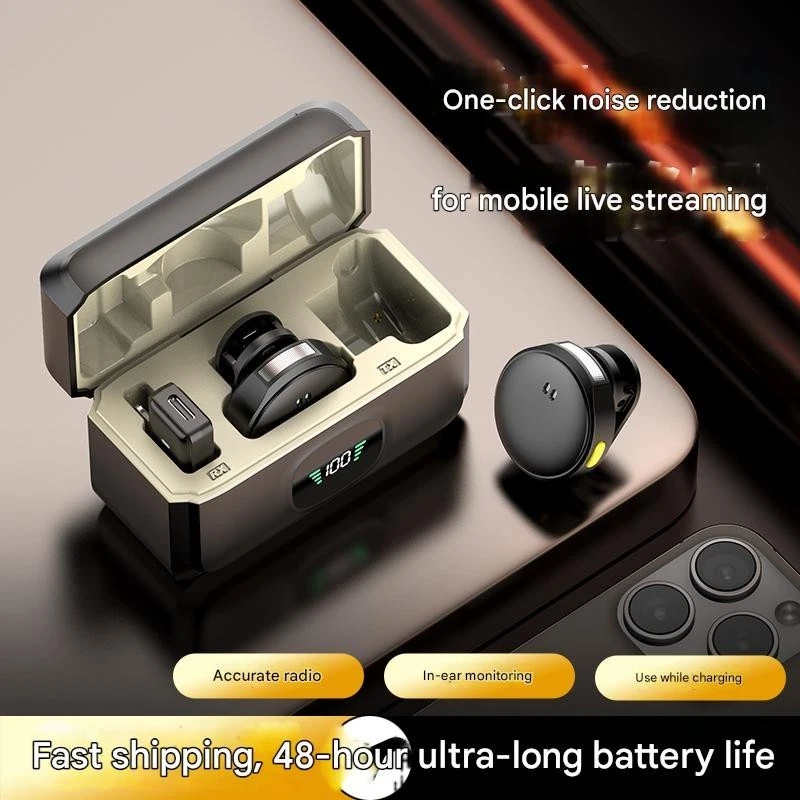 Juego de micrófono de solapa inalámbrico doble - 1 a 2 reducción de ruido USB-C y relámpago Foto 2 de 4