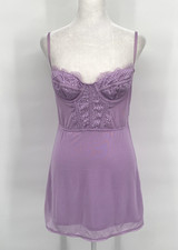 Urban Outfitters Slip Dress Womens Medium Lavender Lace Mesh Corset Coquette