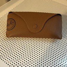 Ray-Ban Eyeglass Sunglass Semi Hard Case Holder Tan Snap Closure Faux Leather