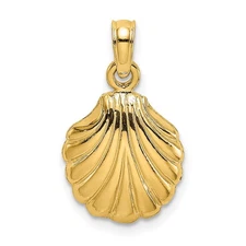 14k Yellow Gold 2-D Polished Scallop Shell Pendant