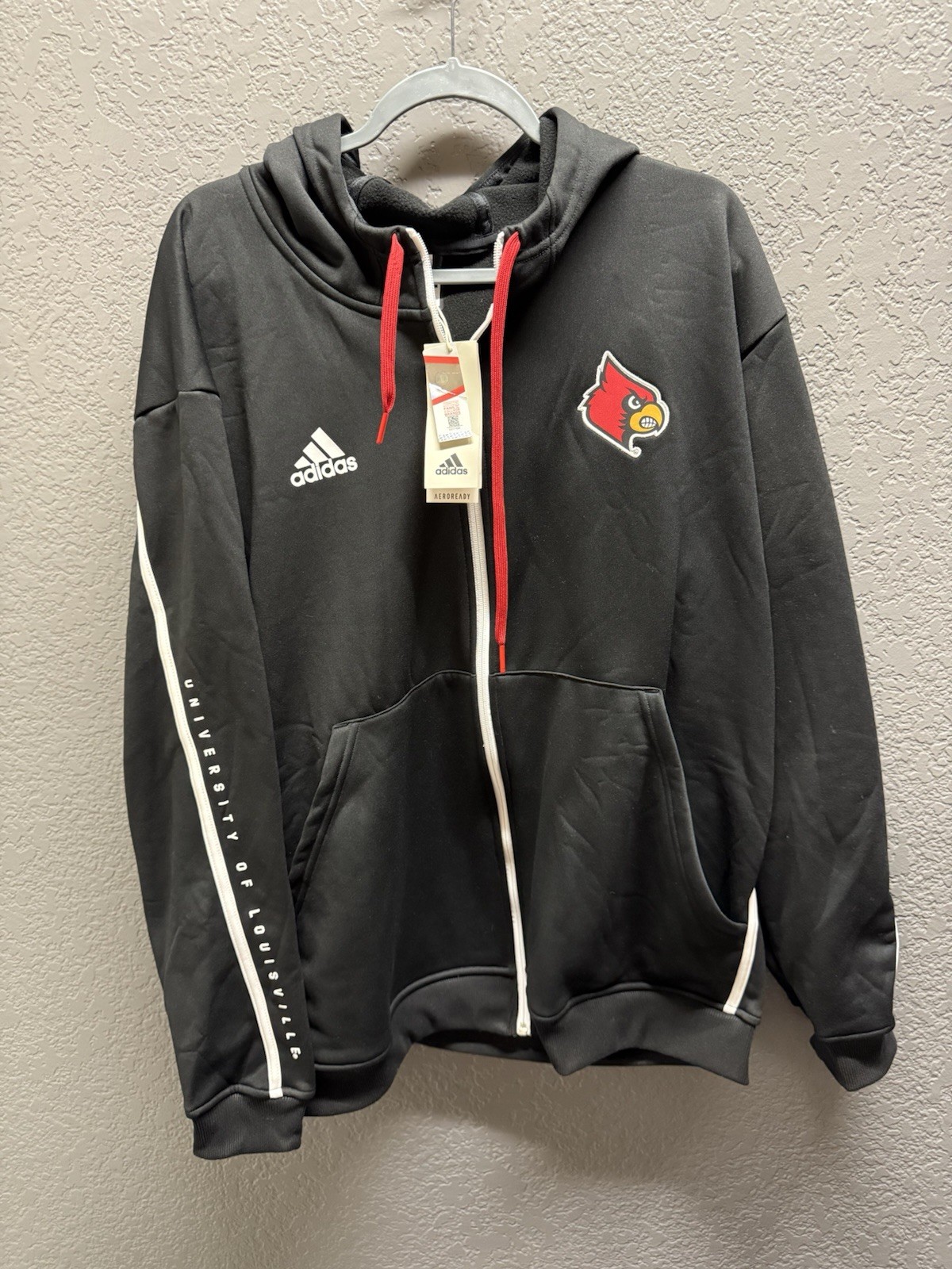 Adidas University of Louisville Zip Hoodie Size 2X Black NWT
