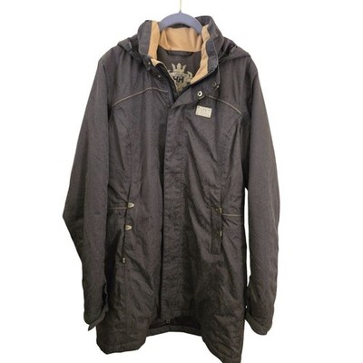 Helly Hansen Brown Tone On Tone Pattern Removable Hood Full Zip Jacket Size M