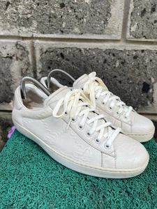 Baskets homme GUCCI veau GG tennis en relief Ace blanc mystique US 8