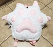 Bioworld White Cat Paw Plush Backpack