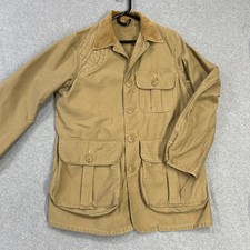 Vtg 1950s J.C. Higgins Sears Roebuck Canvas Hunting Jacket Tan LG Game Pockets