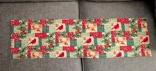 Table Runner Christmas Snowmen Cardinals Holly Reversible 12x40 Handmade