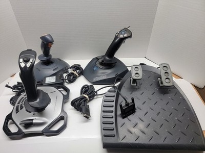 Lot of 3 Logitech Flight Simulator Control Sticks and Foot Pedals Untested/Used