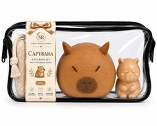5pcs Capybara Bath Set Soap Sponge Pumice Stone Gift Set 150g Bag for Women