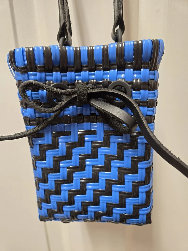 Truss Medium Bucket Bag, Blue/Black Herringbone Pattern - Image 4 of 4