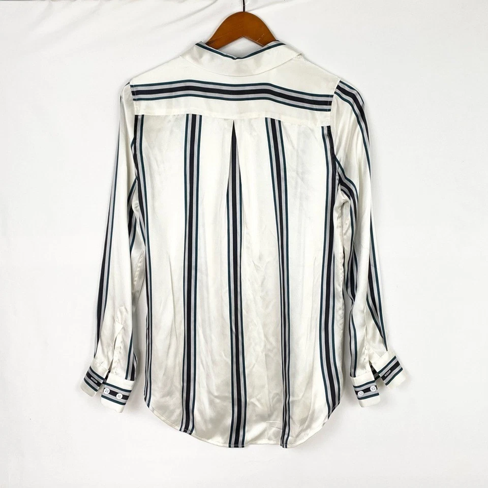 Blusa Equipment Mujer Seda Rayas Cuello Abotonada Talla Xs Manga Larga Foto 2 de 4