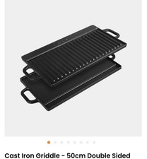 VonShef Cast Iron Griddle - 50cm Double Sided