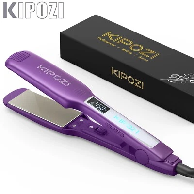 BRANDED KIPOZI Wide Plate Hair Straighteners Titanium Flat Iron Digital LCD Display