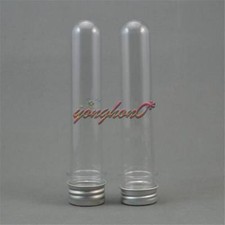 3PCS Plastic Lab Test Tubes with Metal Caps Stoppers Screw Top Lid Round Bottom