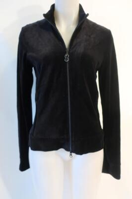 Womens Escada Sport Black Full Zip Velour Jacket M *