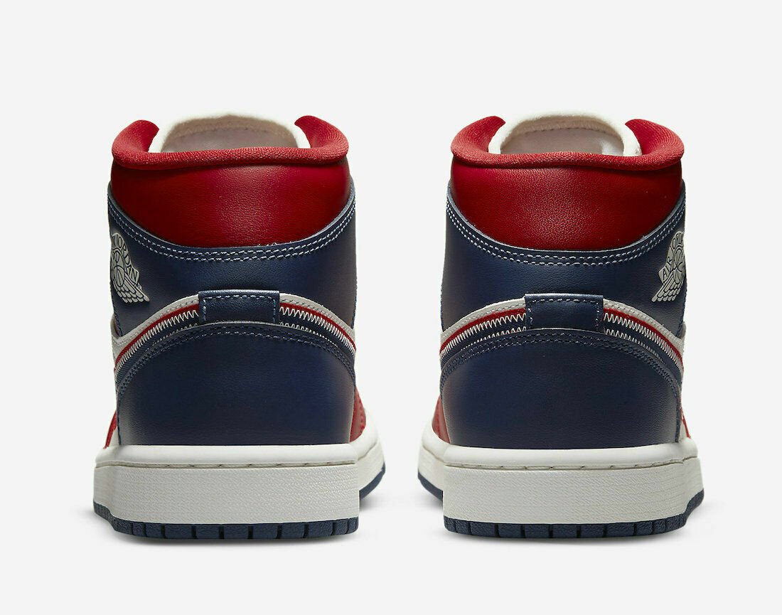 Nike Women\'s Air Jordan 1 Mid SE ‘USA’ Red Blue White DQ7648-600 Sz 7.5 RARE NEW Nike Air Jordan 1 Mid SE USA Gym Red Blue White DQ7648  main image 4