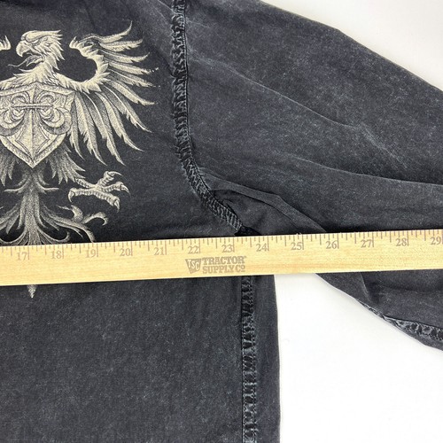 Vintage Y2K Affliction uomo XXL manica lunga nero toppa con bottoni - Foto 5 di 7
