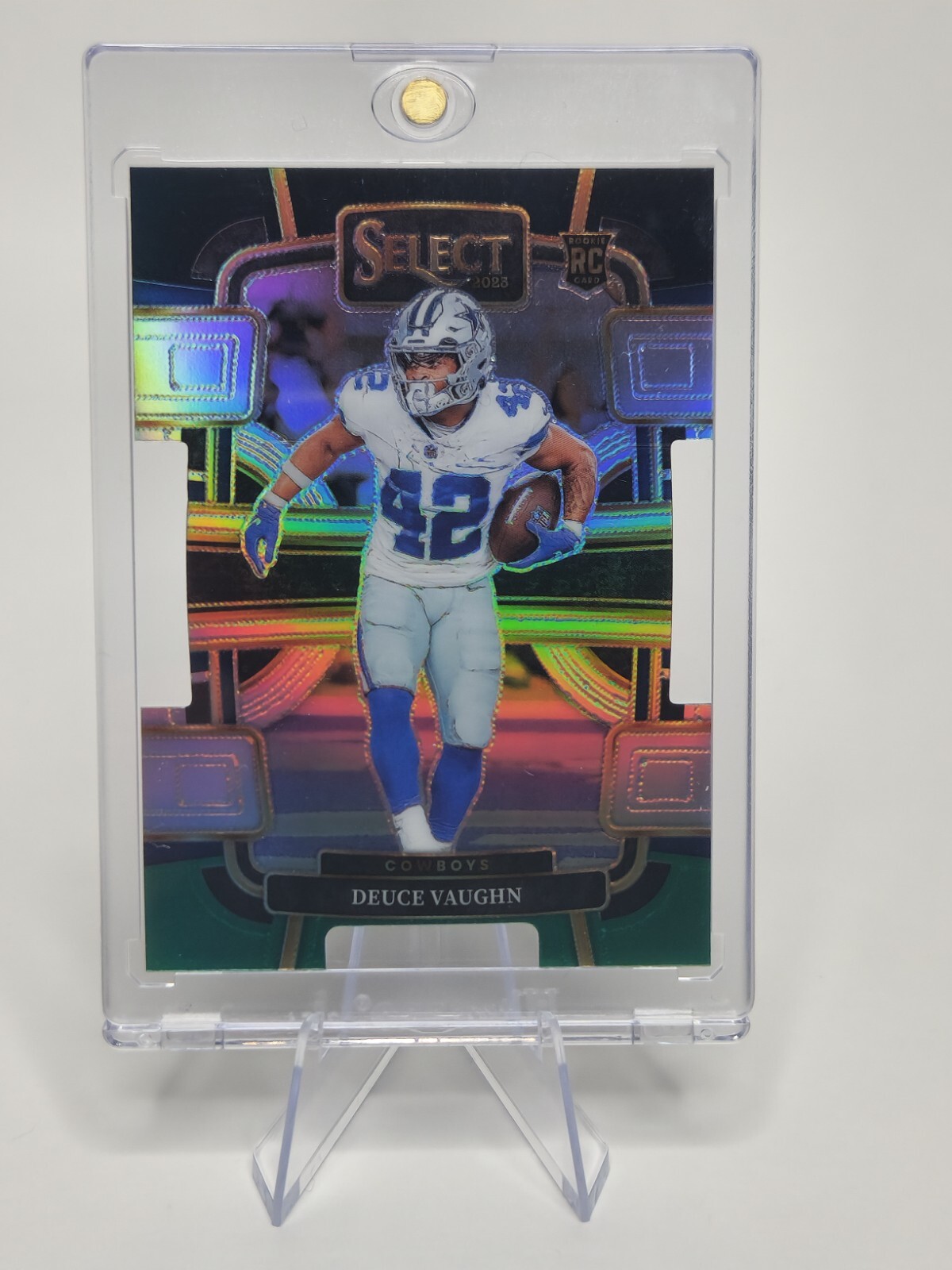 2023 Panini Select #28 Deuce Vaughn Black and Green Prizms Die Cuts Cowboys