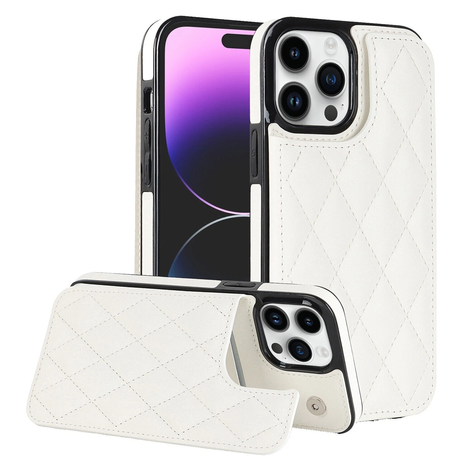 Teléfono celular de metal casos de cartera con soporte