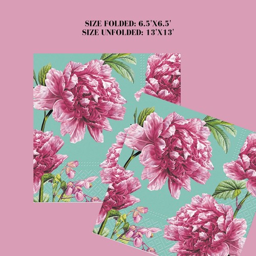 2 Two Decoupage Napkins Pink Flowers Floral Free Shipping Paper Napkin - Picture 3 of 5