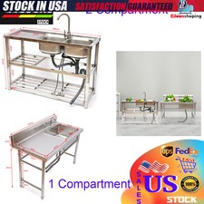 Commercial Kitchen Prep Utility Sink +Drainbo...