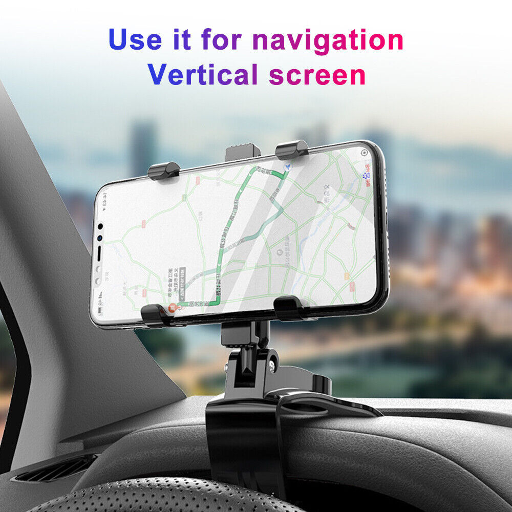 Support Voiture Universel 360° Pour Téléphone Ou GPS - Fixation Tableau De Bord, Couleur Noir