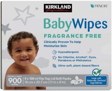 Kirkland Signature Baby Wipes Fragrance Free 9 Packs of 100 Diapers