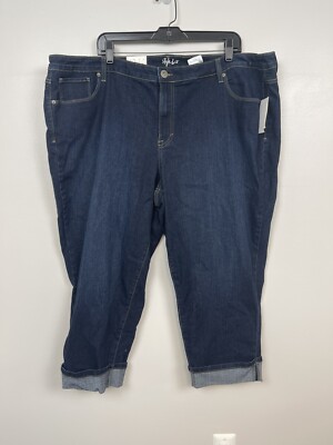 Style and Co Capri Mid Rise Stretch Womans Jeans Plus Size 24W