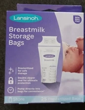 3 Lansinoh BPA Free Breastmilk Pre-Sterilized Storage Freeze Bags 25 Pack (D7)