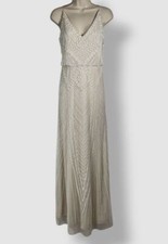 Adrianna Papell Women's Ivory Embellished Blouson Gown Dress Size 0