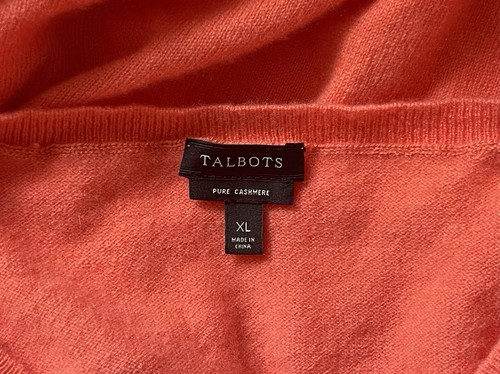 Talbots 100% Cashmere Orange Coral Sweater Size XL - Picture 7 of 8