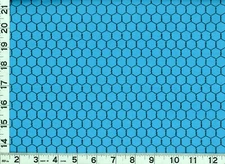 Black Chicken Wire on Light Blue Quilting Sewing Fabric 1/2 Yard #927