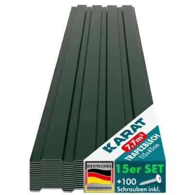 15 x Trapezblech ohne Bohrlöcher 7,7 m² Dachblech Profilblech Wellblech 5 Farben