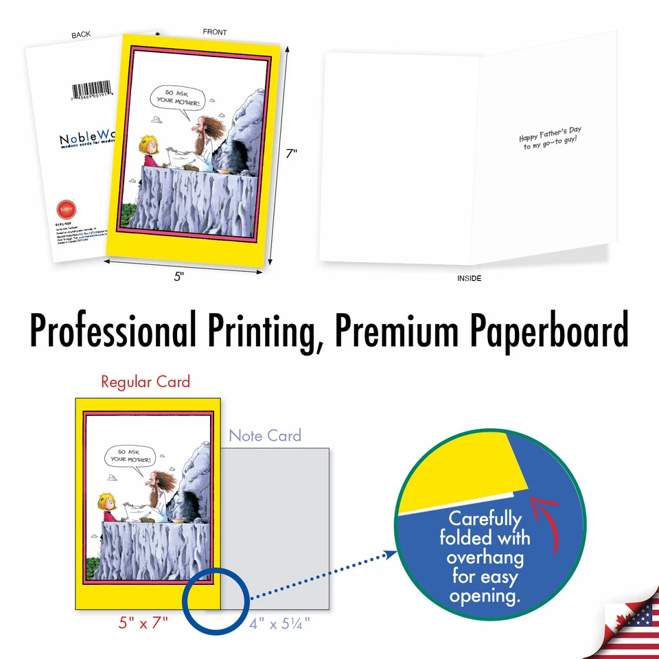 10 tarjetas divertidas surtidas del día del padre con sobres de 5x7" - niña de papá Foto 2 de 4