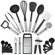 Juego de Utensilios de Cocina 23 Piezas Acero Inoxidable Resistente al Calor Kitchen Gadget Herramientas