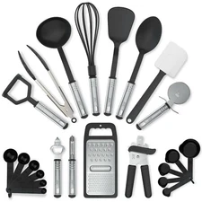Cooking Utensil Set 23 Piece Stainless Steel Heat Resistant Kitchen Gadget Tools