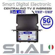 Centralino antenna TV 2 ingressi 34dB  regolabile  UHF VHF filtro 5G