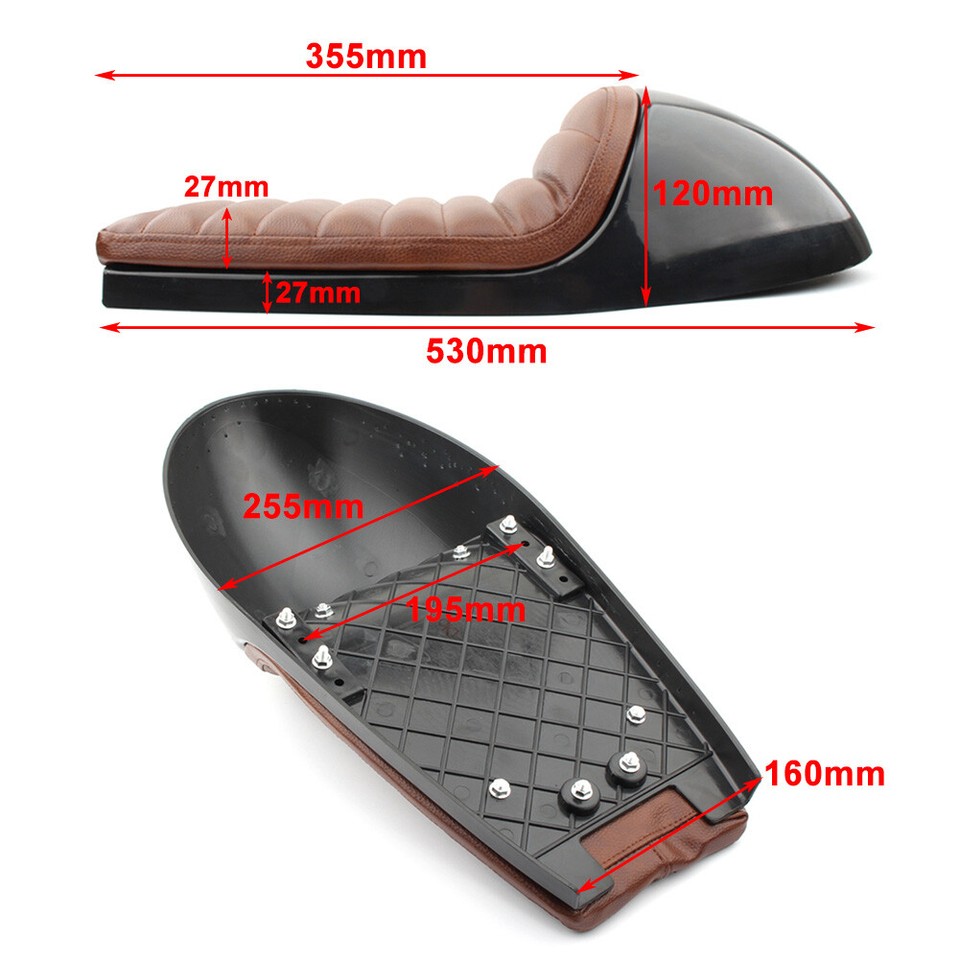 Dark Brown Cafe Racer Seat Retro Seat Pan Base Vintage Cushion