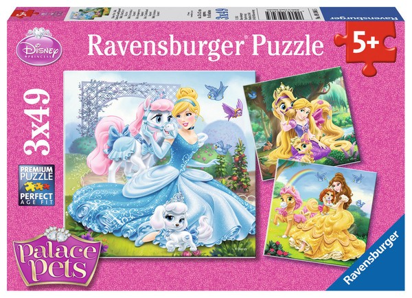 3 X 49 Teile Ravensburger Kinder Puzzle Disney Prinzessinnen Palace Pets 09346-image