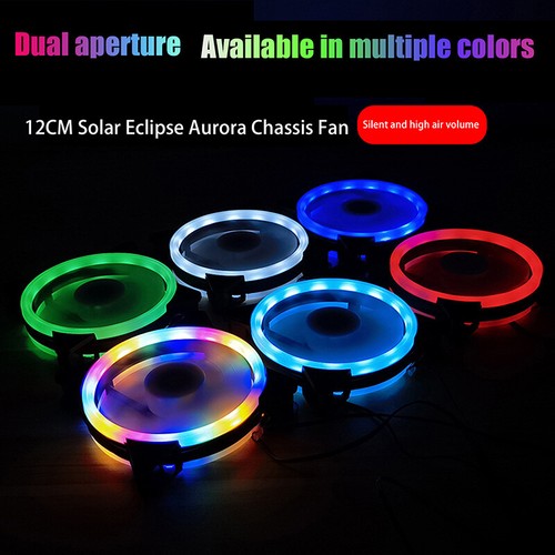 120mm PC Case Fan 12V Big 4p + 3p 1200rpm RGB Desktop Computer Heat Colorful Fan - Photo 2/19