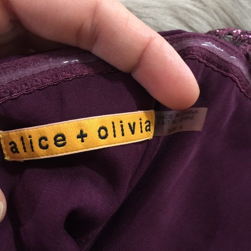 Alice + Olivia Ophelia Plum Purple Metallic Lace Party Dress Size 4 Stunning! - Picture 6 of 12