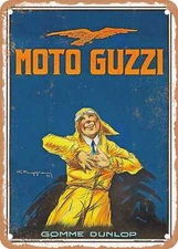 METAL SIGN - 1921 Moto Guzzi Gomme Dunlop Vintage Ad