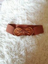 Cintura donna marrone chiaro a molla con fiocco